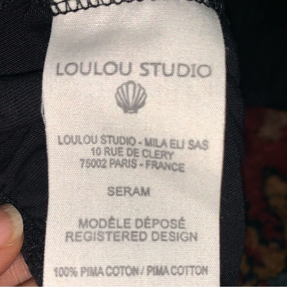 Loulou Studio Black Seram Cotton Midi Dress with Cut-Out Back Large - Picture 8 of 8